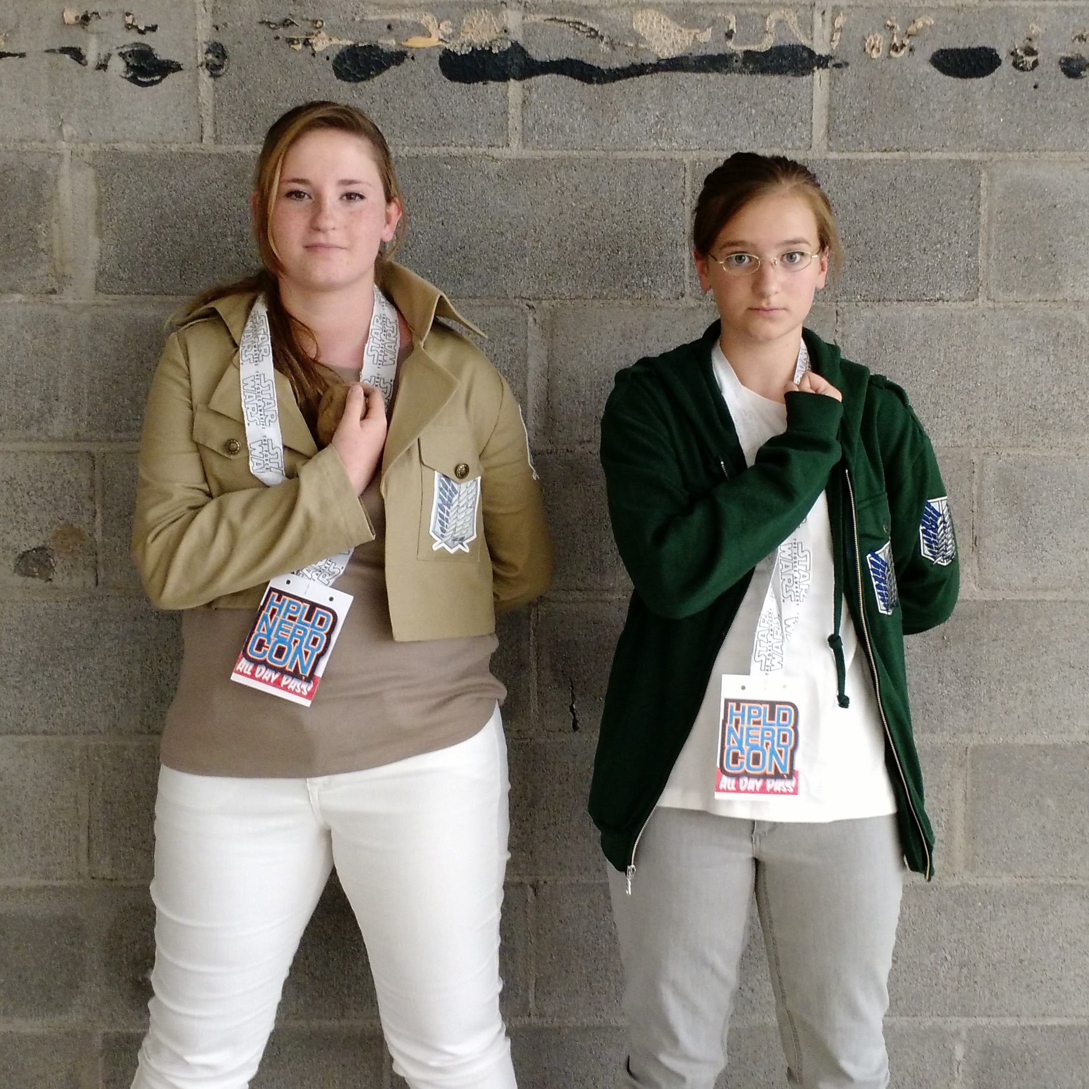 Cosplaying characters from Attack on Titan.