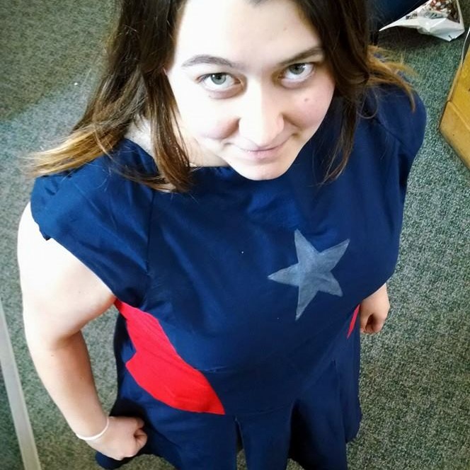 Cosplaying a character from Captian America.